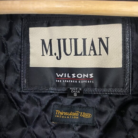 Vintage Wilsons M Julilan Leather Jacket Men's Small Black Full Zip Up Liner - Picture 8 of 15